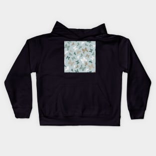 Cool Blue, Teal and Taupe Butterflies Kids Hoodie